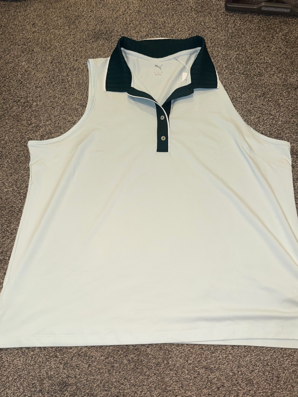 Puma Women's Sleeveless Polo Tank - Light Mint with Dark Green Trim